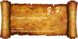 Zinger Hajnalka névjegykártya